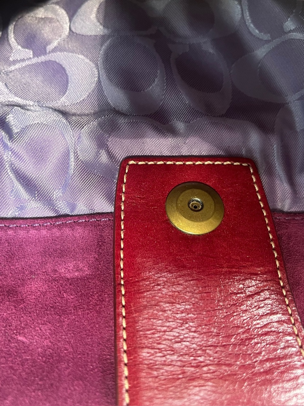 Vintage Y2K Coach Soho Suede Shoulder Flap - Style 9664 - Plum - Picture 16 of 16